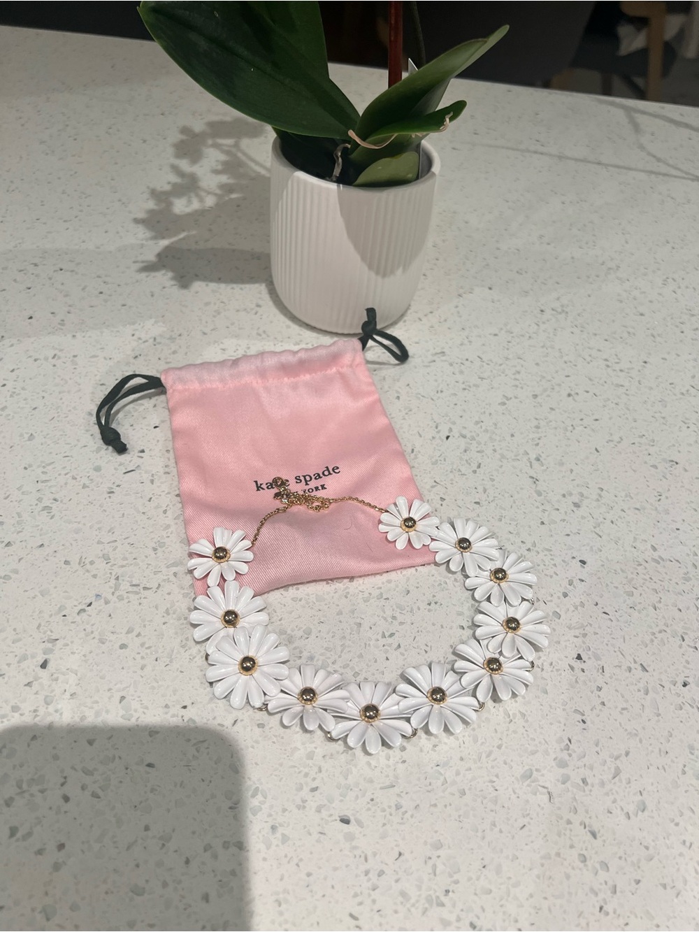 kate spade White Daisy Statement Necklace with Gold Accents